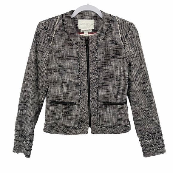 Banana Republic Jackets & Blazers - Banana Republic Raw Edge Tweed Zip Front Jacket